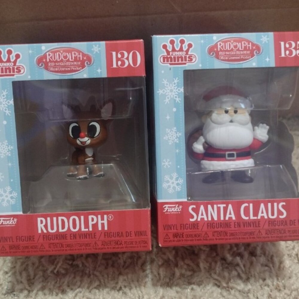 Funko minis Rudolph the red nosed reindeer and Santa figurines set